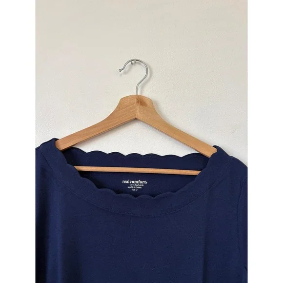 Real Comfort by Chadwicks Quarter-Sleeve Top – Blue – Size Large Tall - Picture 3 of 4